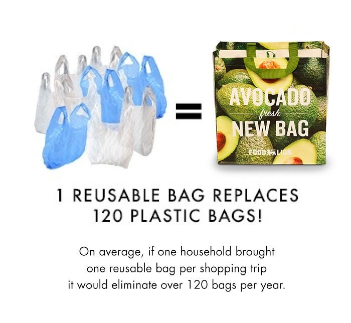 1 Reusable Bag replaces 120 Plastic bags