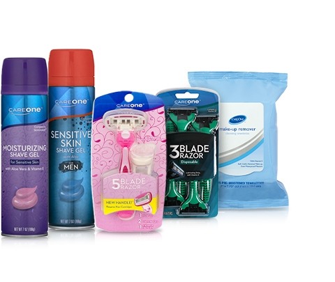 Assortment of CareOne brand Skin, Shaving, and Skin Care products