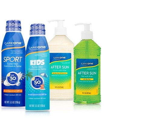 Assortment of CareOne brand Sun Care products