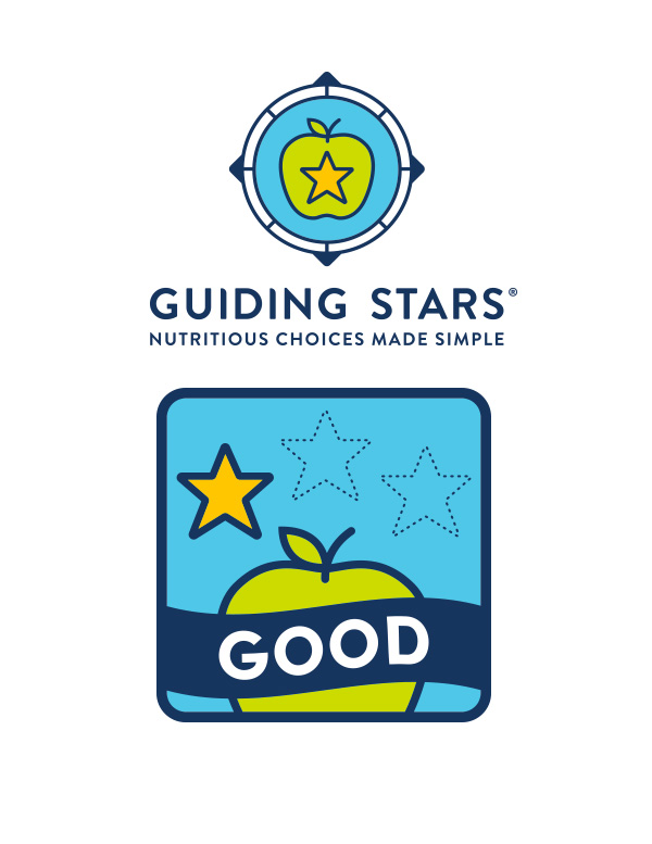 1 Star - Good, Guiding Stars, Nutritious choices made simple, three gold stars over a green apple labeled good