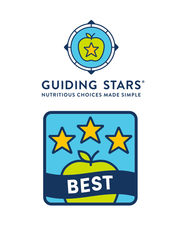 3 Stars - Best, Guiding Stars, Nutritious choices made simple, three gold stars over a green apple labeled best