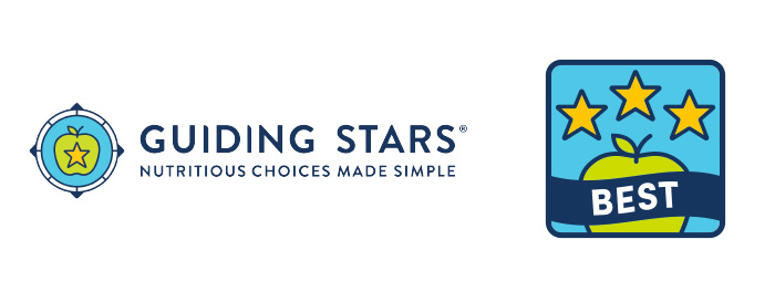 3 Stars - Best, Guiding Stars, Nutritious choices made simple, three gold stars over a green apple labeled best