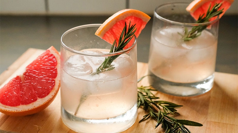 Grapefruit Rosemary Champagne Cocktail