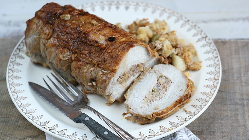 Sausage and Apple Stuffed Pork Roast