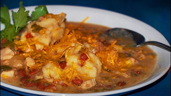 Aztec Chicken Stew with Chili Masa Dumplings