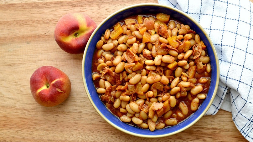 Bourbon Peach Baked Beans