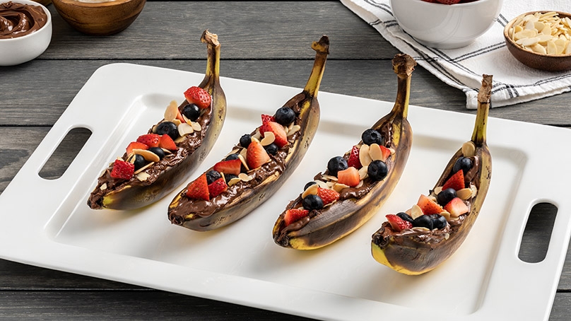 Campfire Chocolate Hazelnut Banana Boats