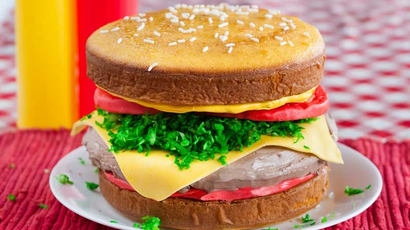 Cheeseburger Shaped Ice Cream Cake