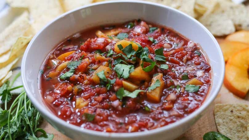 Fire-Roasted Tomato Salsa with Peaches