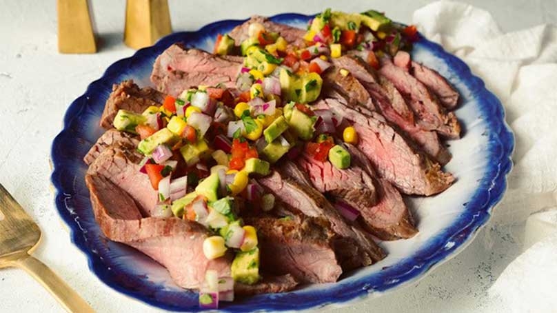 Grilled Garlic Flank Steak with Avocado Corn Salsa | Food Lion