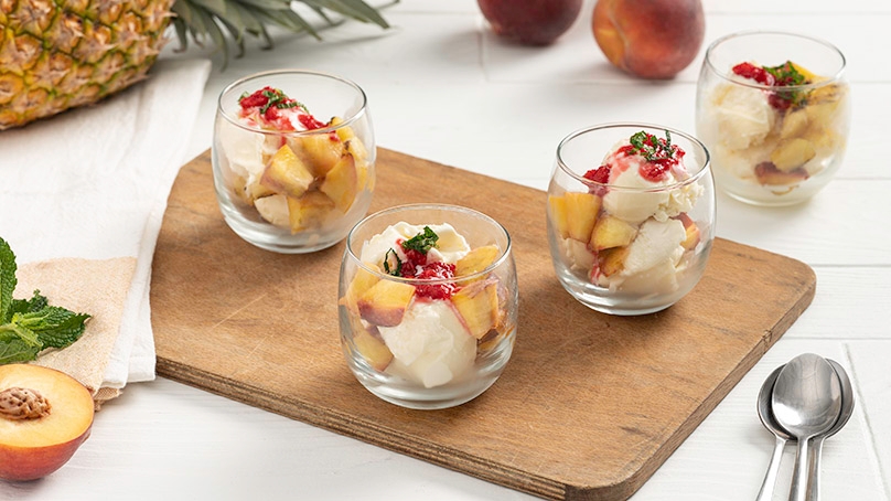 Grilled Peaches and Pineapple Sundaes