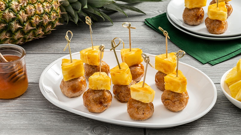 Hawaiian Chicken Meatball Skewers