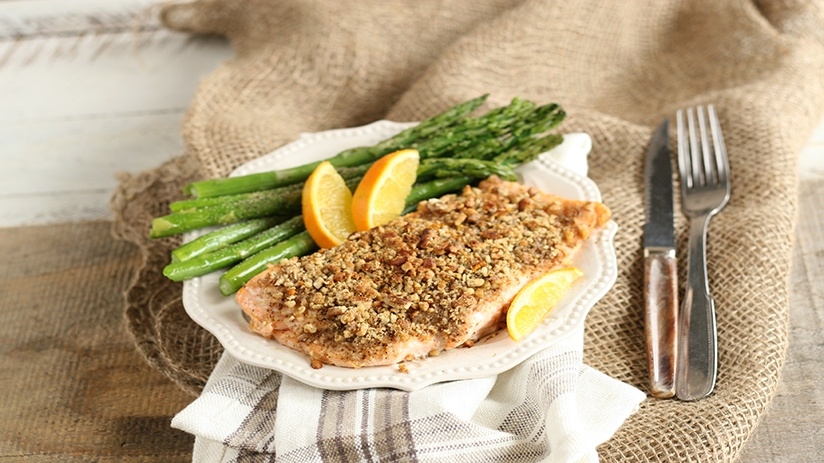 Maple Pecan Crusted Salmon