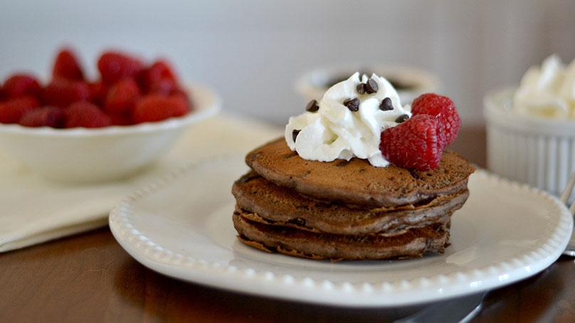 Mini Chocolate Chip Cocoa Pancakes