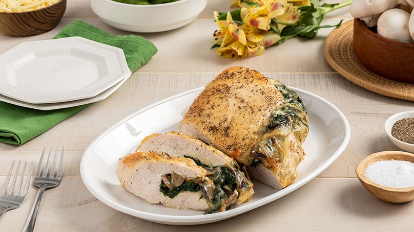 Mushroom and Spinach Stuffed Turkey Breast