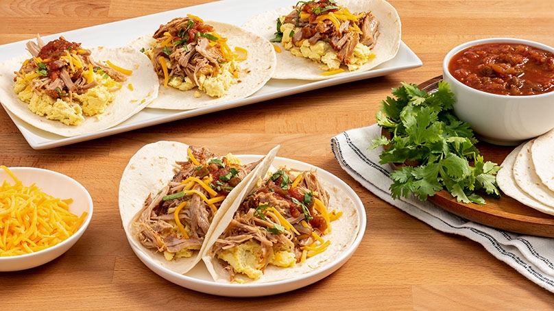 Pork Carnitas Breakfast Tacos