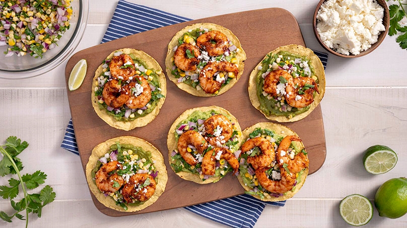 Shrimp and Corn Tostadas