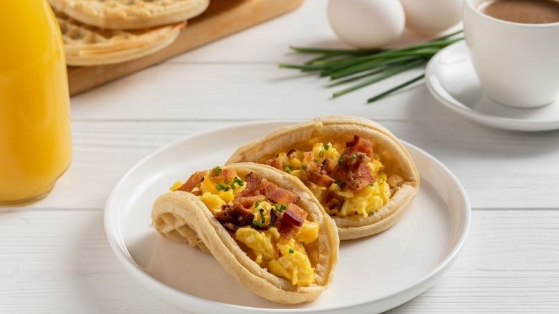 Sweet and Savory Breakfast Waffle Tacos