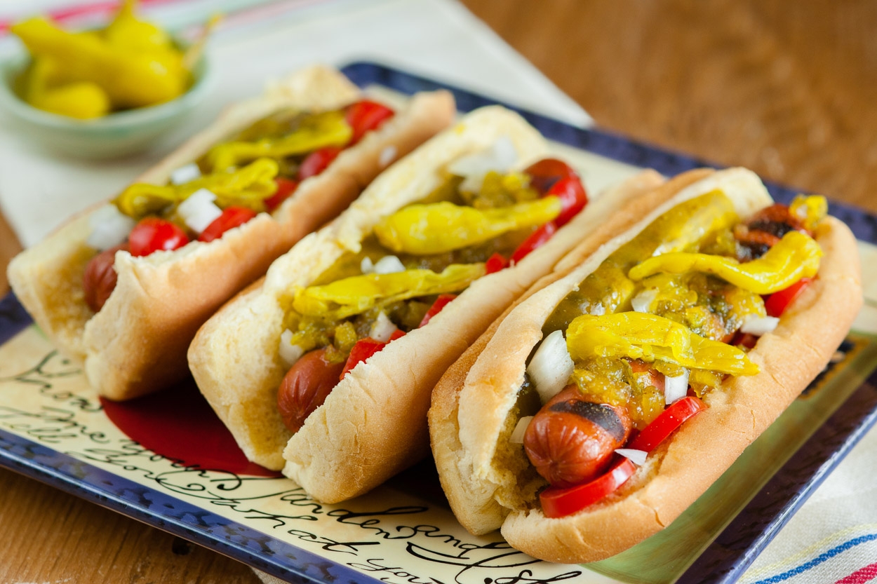 Grilled Chicago Dogs