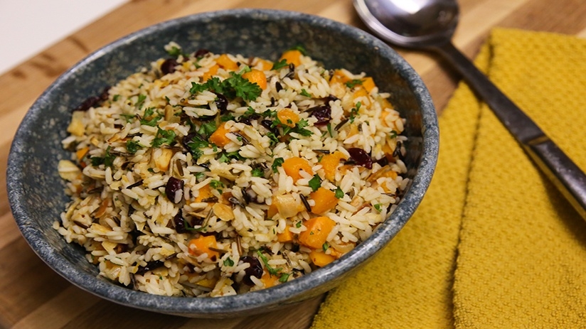 Wild Rice and Roasted Butternut Squash Casserole