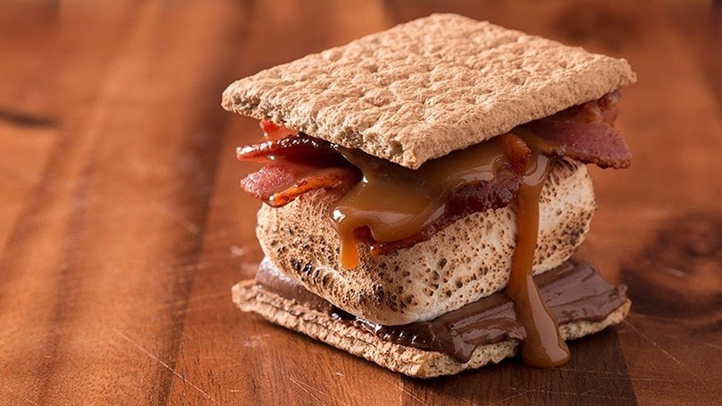 Salted Caramel S’mores on wood table