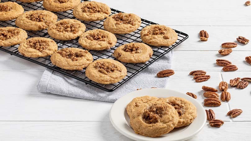 Pecan Pie Cookies on cooling rack