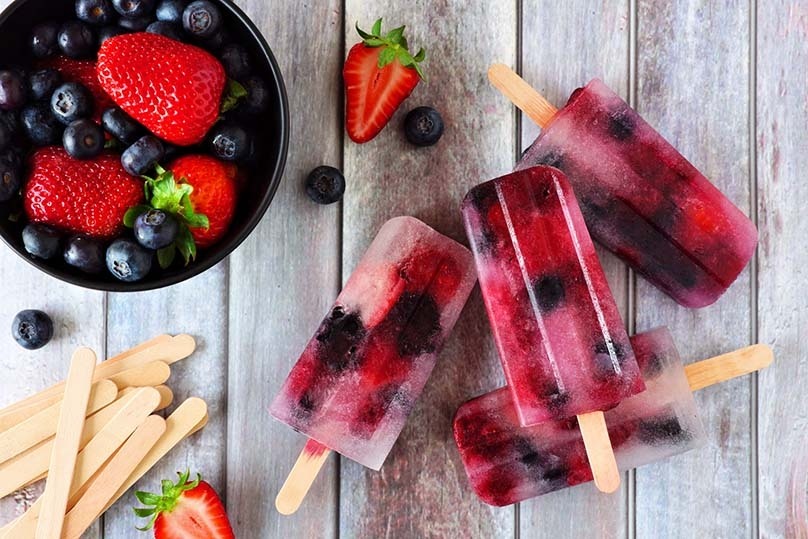 Coconut Water & Berry Red, White & Blue Popsicles