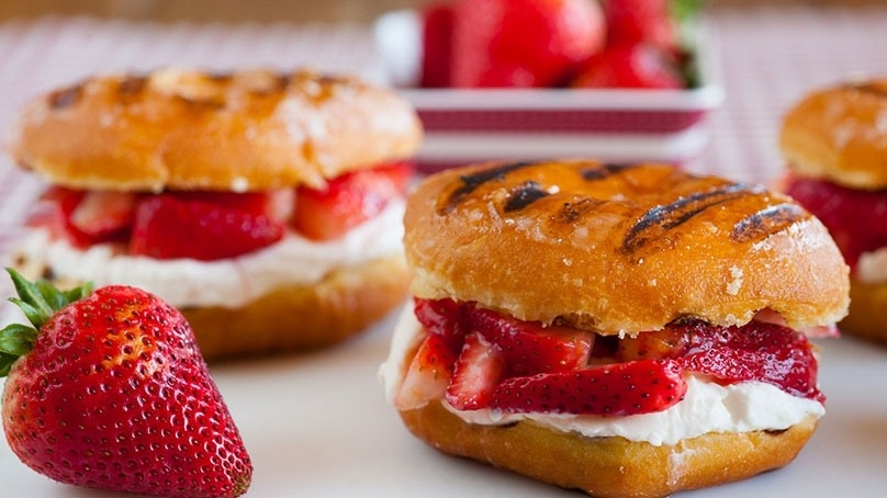 Strawberry Shortcake Grilled Donuts